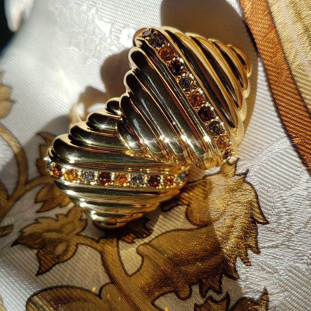VTG Joan Rivers gold dipped ear clips, multicolor rhinestones - Picture 9 of 9